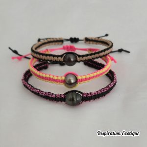 bracelet macramé perle Tahiti