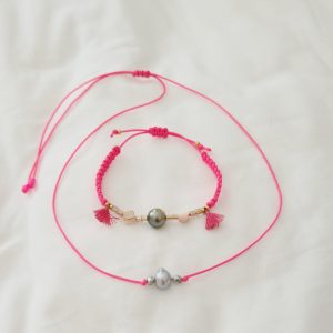 Bracelet et collier rose perle Tahiti