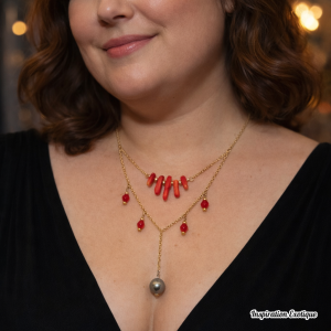 collier rouge perle Tahiti