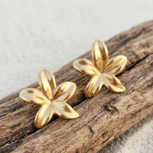 Boucles d’oreilles tipanie de Tahiti en acier inoxydable doré